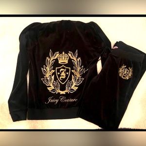 Juicy Couture AuthenticY2K Set Tracksuit Black with gold accents. Size M